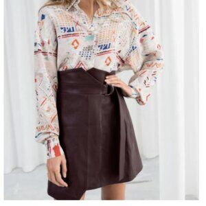 Faux Leather Mini Skirt in Deep Brown